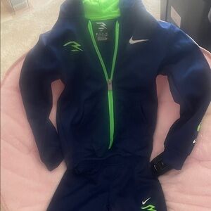 Nike Navy and Neon Green Tracksuit